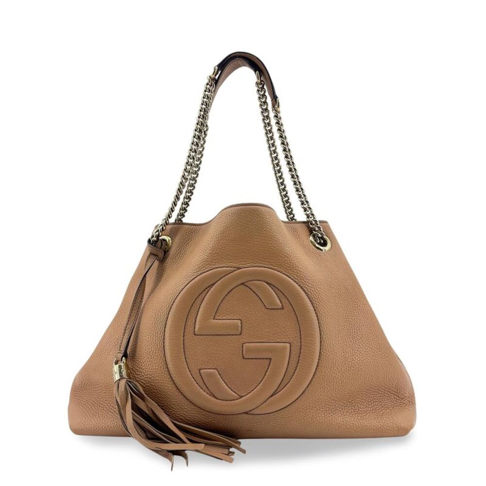 Gucci Soho Interlocking G Chain Shoulder Bag Beige